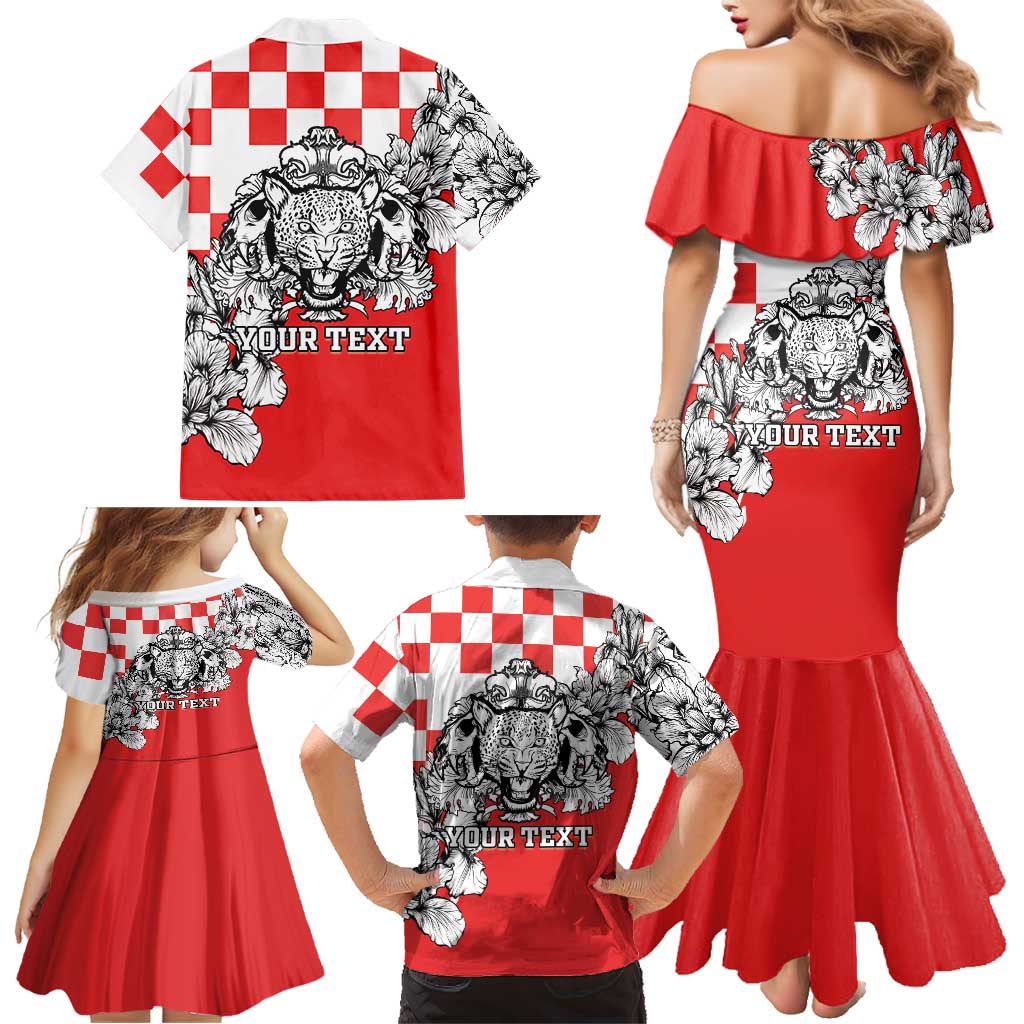 Personalized Croatia Leopard Heads Family Matching Mermaid Dress and Hawaiian Shirt With Iris - Wonder Print Shop