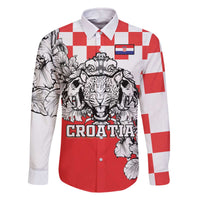 Personalized Croatia Leopard Heads Family Matching Off The Shoulder Long Sleeve Dress and Hawaiian Shirt With Iris - Wonder Print Shop