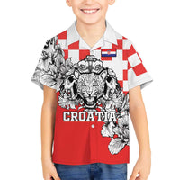 Personalized Croatia Leopard Heads Family Matching Off The Shoulder Long Sleeve Dress and Hawaiian Shirt With Iris - Wonder Print Shop