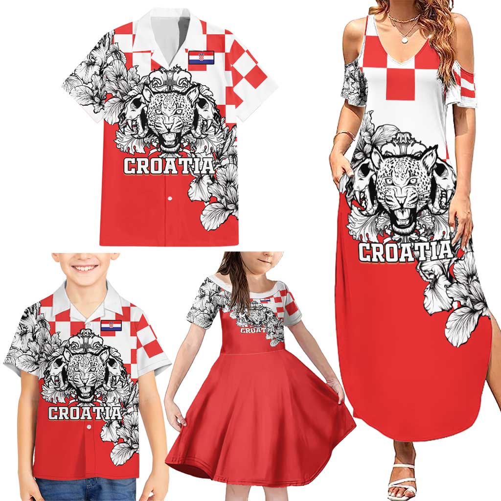 Personalized Croatia Leopard Heads Family Matching Summer Maxi Dress and Hawaiian Shirt With Iris - Wonder Print Shop