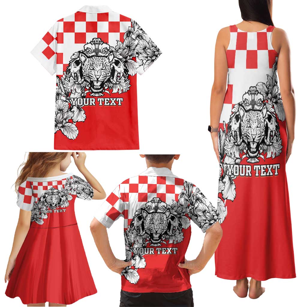 Personalized Croatia Leopard Heads Family Matching Tank Maxi Dress and Hawaiian Shirt With Iris - Wonder Print Shop