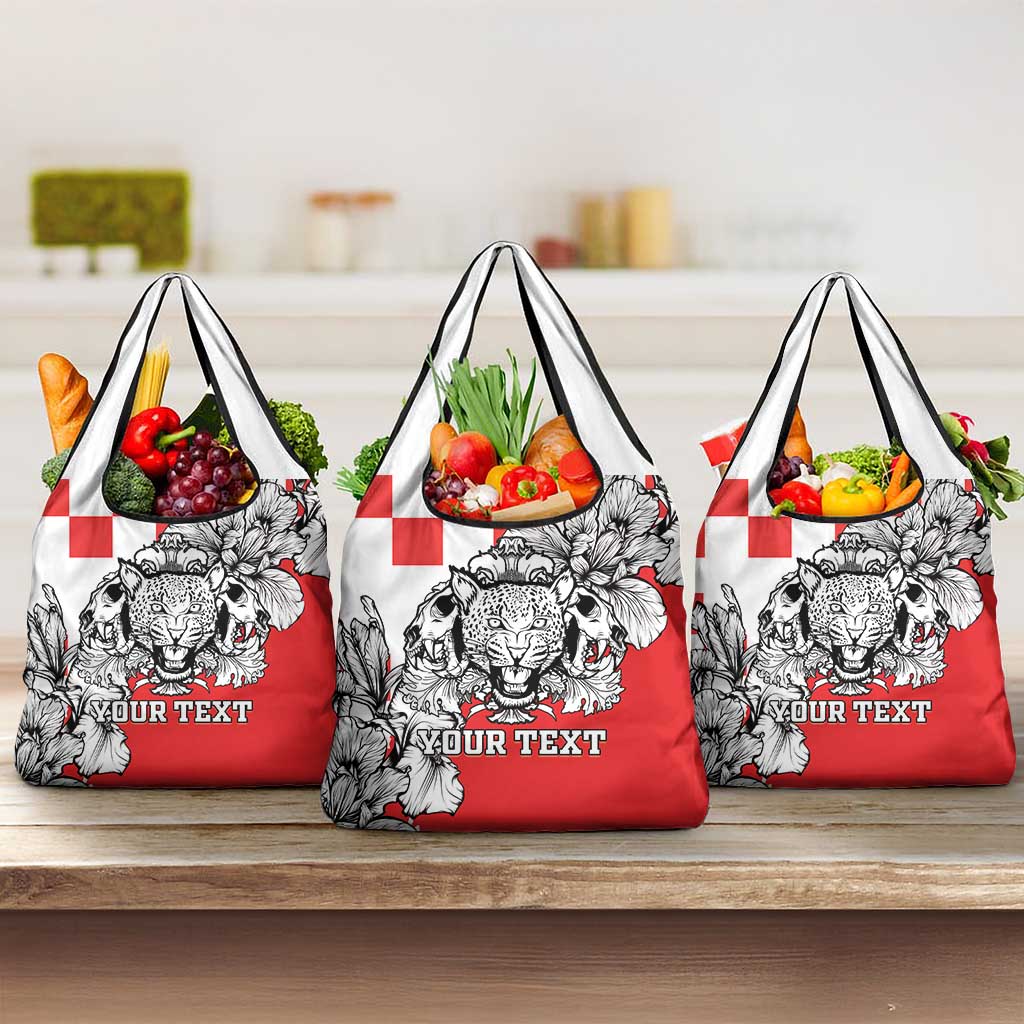 Personalized Croatia Leopard Heads Grocery Bag With Iris