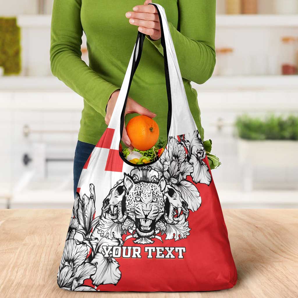 Personalized Croatia Leopard Heads Grocery Bag With Iris