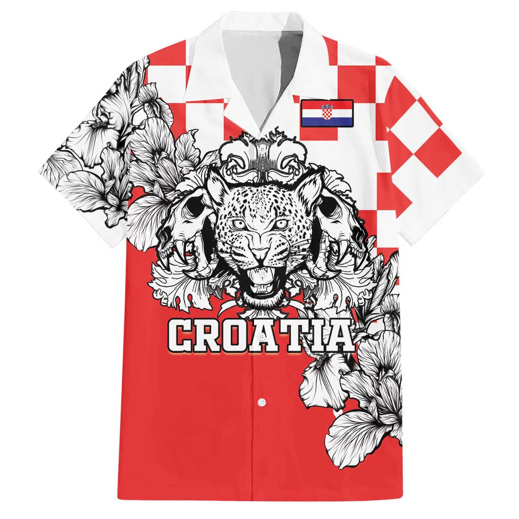 Personalized Croatia Leopard Heads Hawaiian Shirt With Iris - Wonder Print Shop
