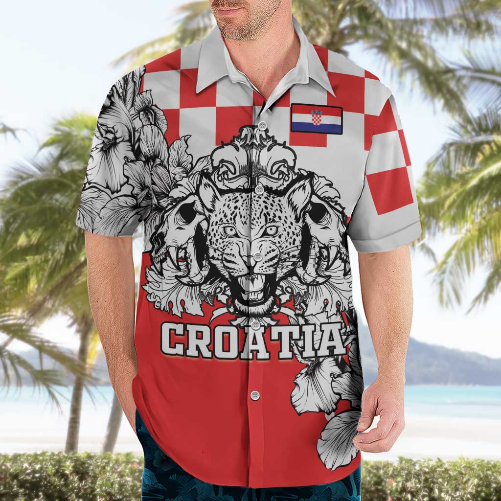 Personalized Croatia Leopard Heads Hawaiian Shirt With Iris - Wonder Print Shop
