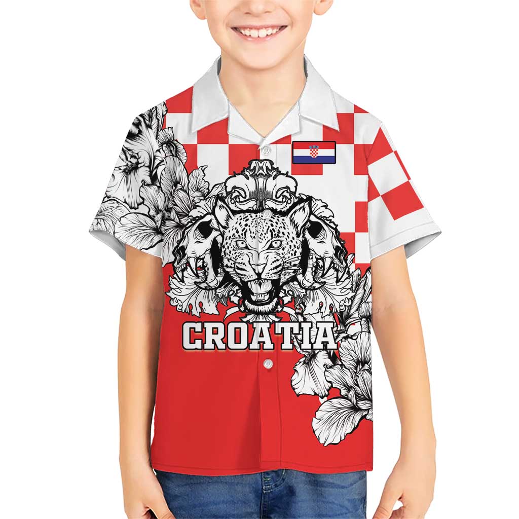Personalized Croatia Leopard Heads Kid Hawaiian Shirt With Iris - Wonder Print Shop