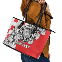 Personalized Croatia Leopard Heads Leather Tote Bag With Iris - Wonder Print Shop