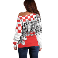 Personalized Croatia Leopard Heads Off Shoulder Sweater With Iris - Wonder Print Shop