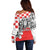 Personalized Croatia Leopard Heads Off Shoulder Sweater With Iris - Wonder Print Shop