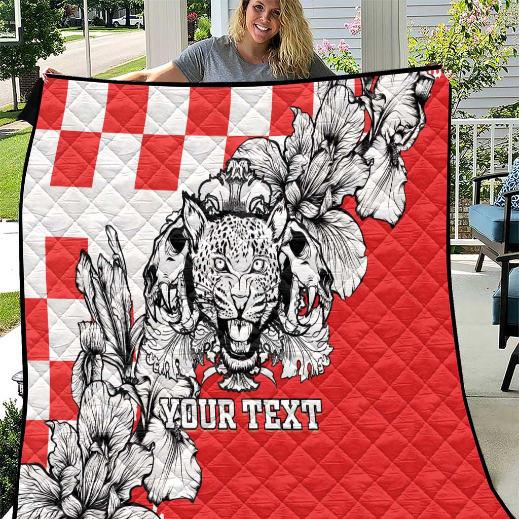 Personalized Croatia Leopard Heads Quilt With Iris - Wonder Print Shop