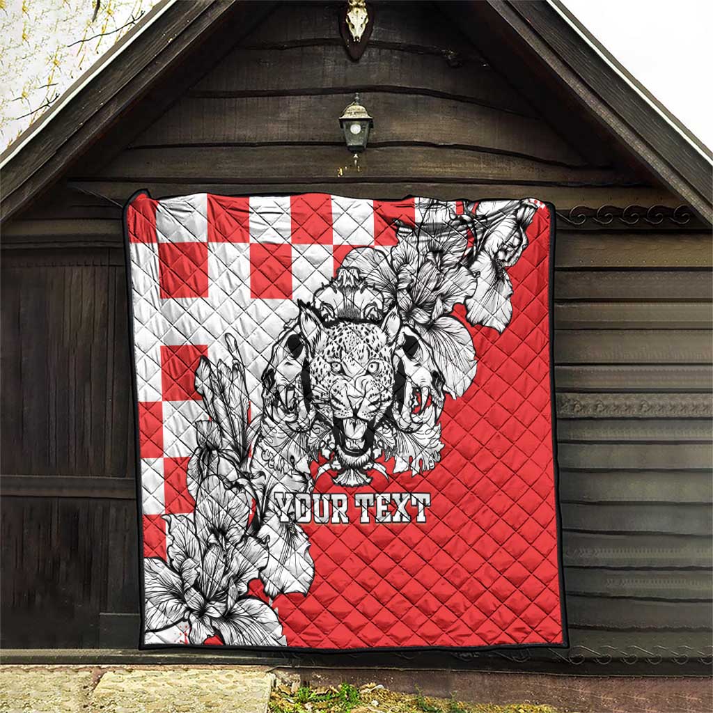 Personalized Croatia Leopard Heads Quilt With Iris - Wonder Print Shop