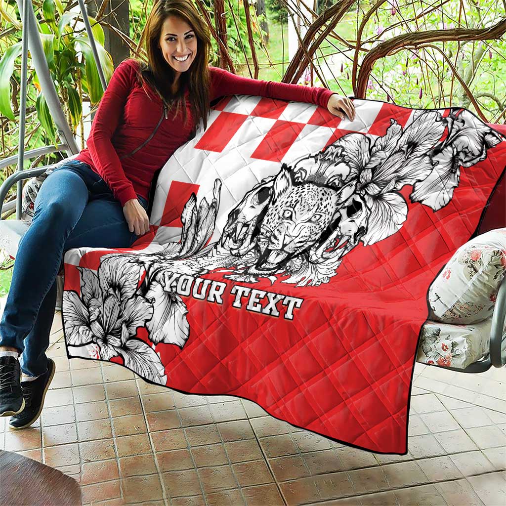 Personalized Croatia Leopard Heads Quilt With Iris - Wonder Print Shop