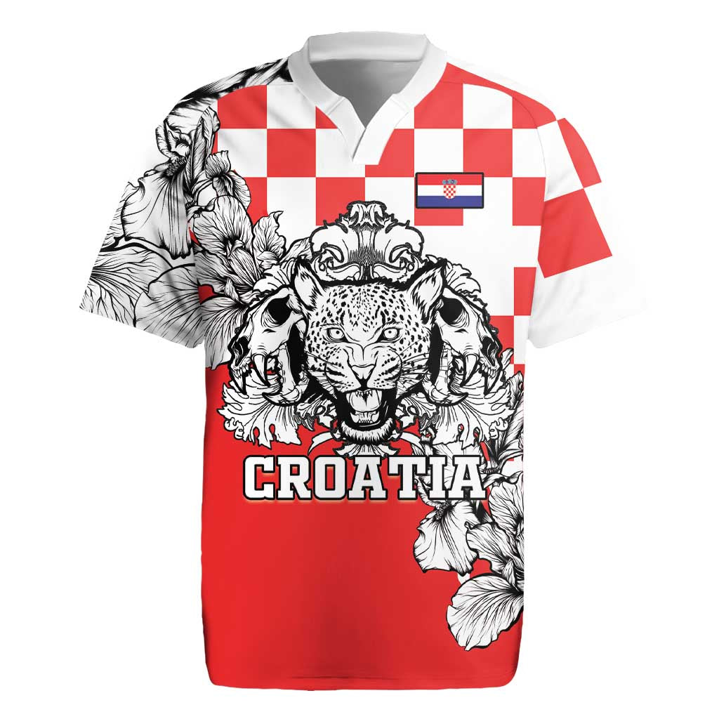 Personalized Croatia Leopard Heads Rugby Jersey With Iris - Wonder Print Shop