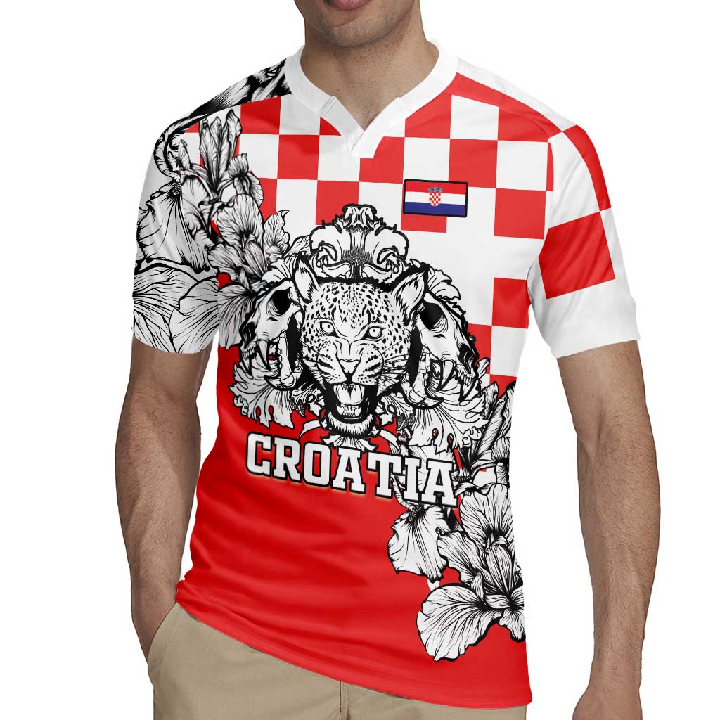 Personalized Croatia Leopard Heads Rugby Jersey With Iris - Wonder Print Shop