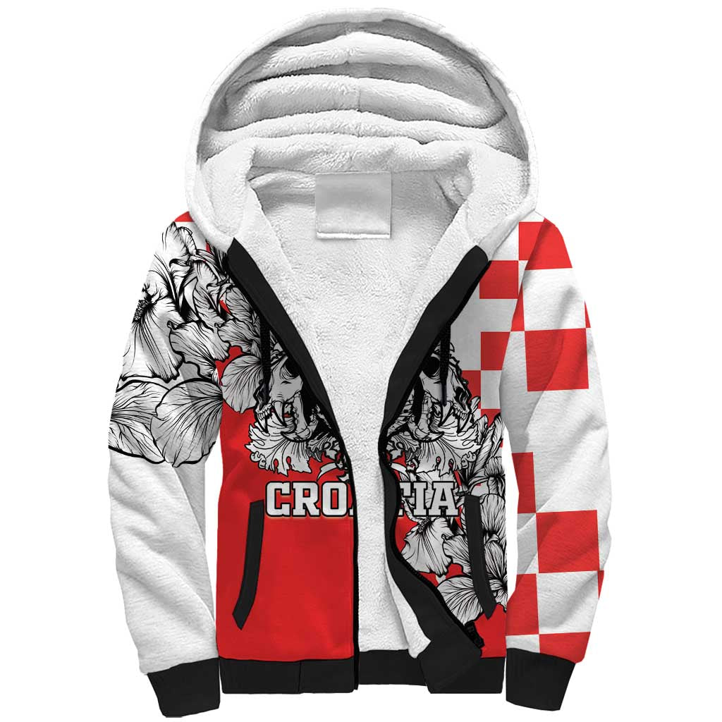 Personalized Croatia Leopard Heads Sherpa Hoodie With Iris - Wonder Print Shop