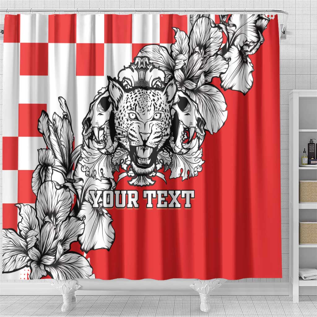 Personalized Croatia Leopard Heads Shower Curtain With Iris