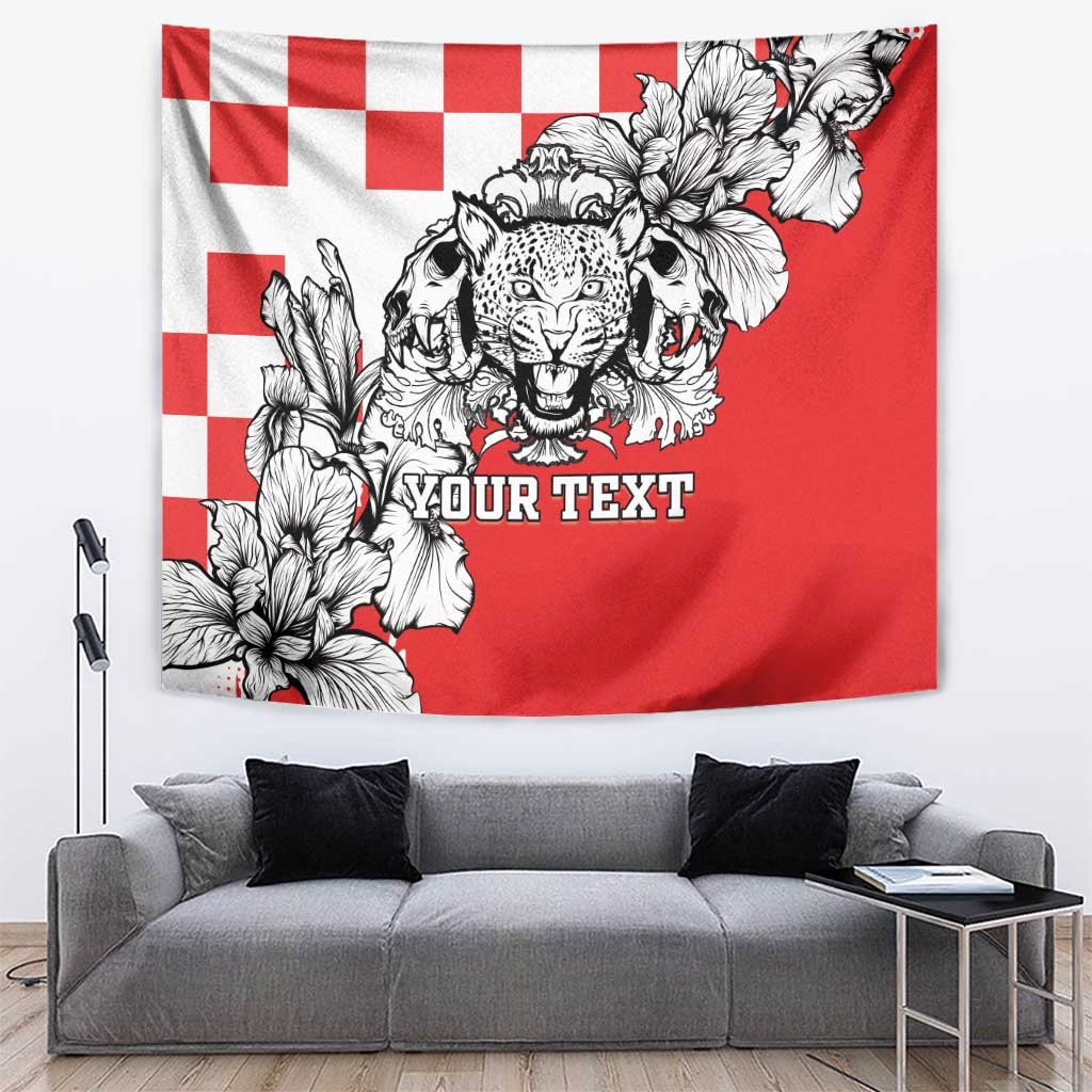 Personalized Croatia Leopard Heads Tapestry With Iris - Wonder Print Shop