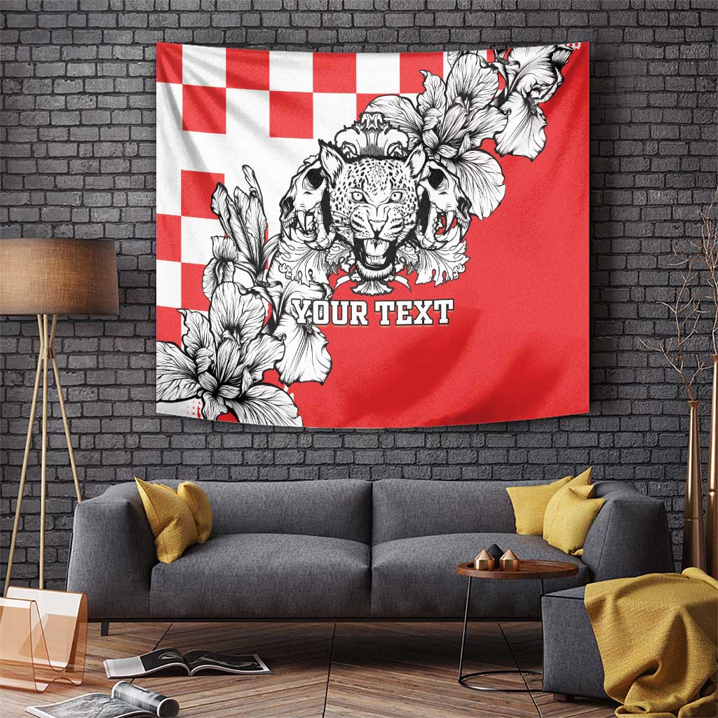 Personalized Croatia Leopard Heads Tapestry With Iris - Wonder Print Shop