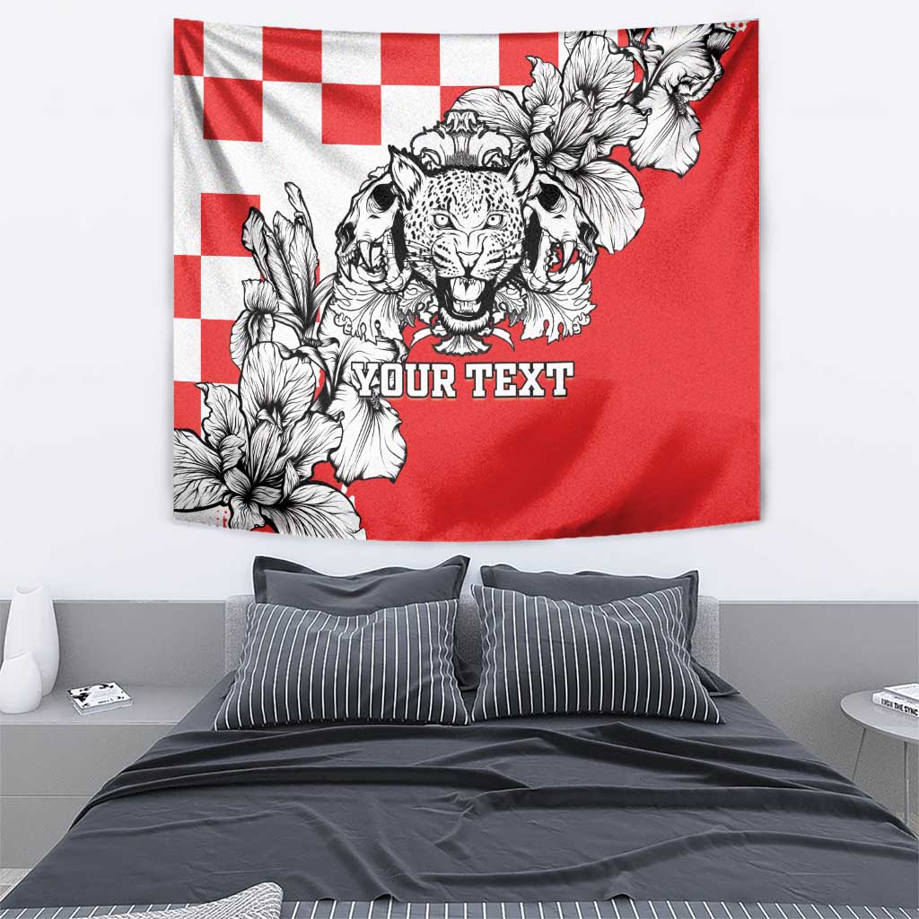 Personalized Croatia Leopard Heads Tapestry With Iris - Wonder Print Shop