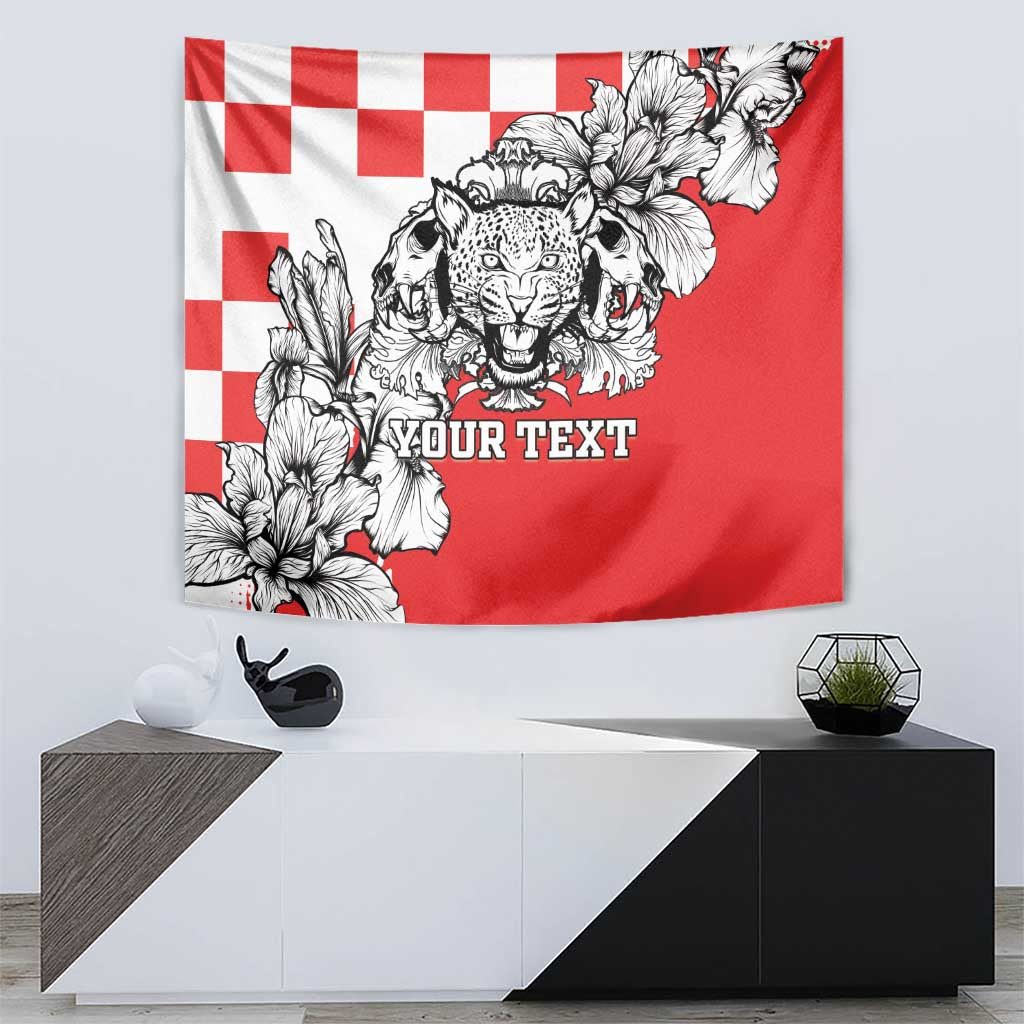 Personalized Croatia Leopard Heads Tapestry With Iris - Wonder Print Shop