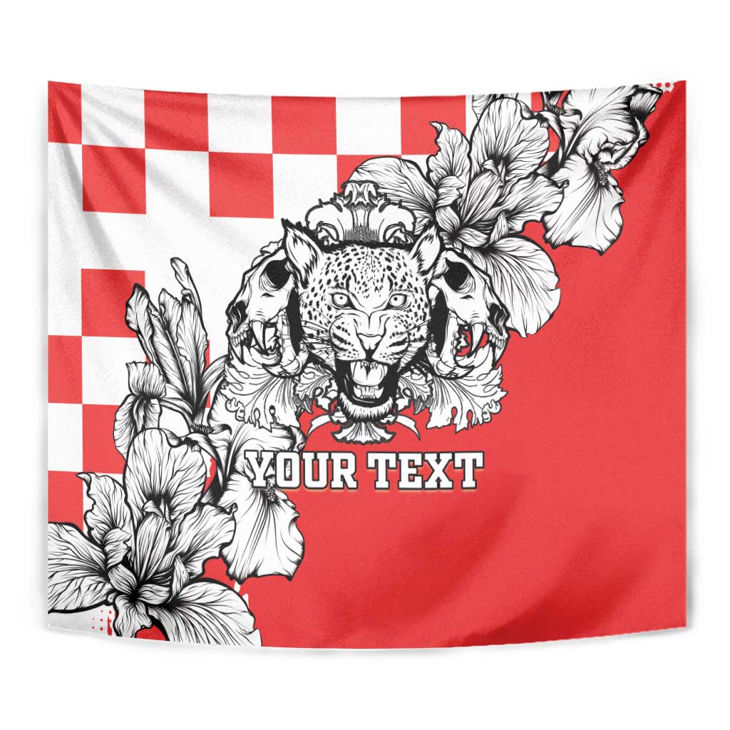 Personalized Croatia Leopard Heads Tapestry With Iris - Wonder Print Shop