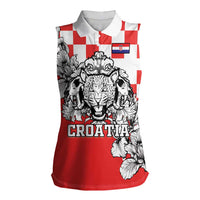 Personalized Croatia Leopard Heads Women Sleeveless Polo Shirt With Iris - Wonder Print Shop