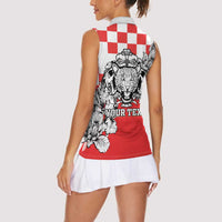 Personalized Croatia Leopard Heads Women Sleeveless Polo Shirt With Iris - Wonder Print Shop