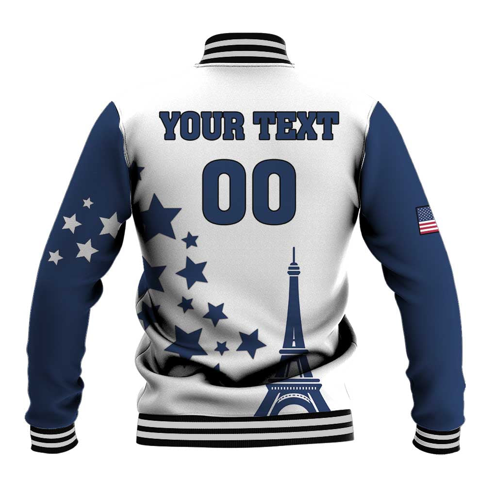 Custom USA Summer Sport 2024 Baseball Jacket Eiffel Tower 2024 - Wonder Print Shop