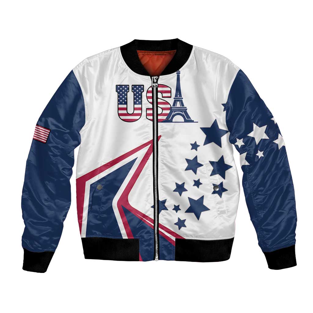 Custom USA Summer Sport 2024 Bomber Jacket Eiffel Tower 2024 - Wonder Print Shop