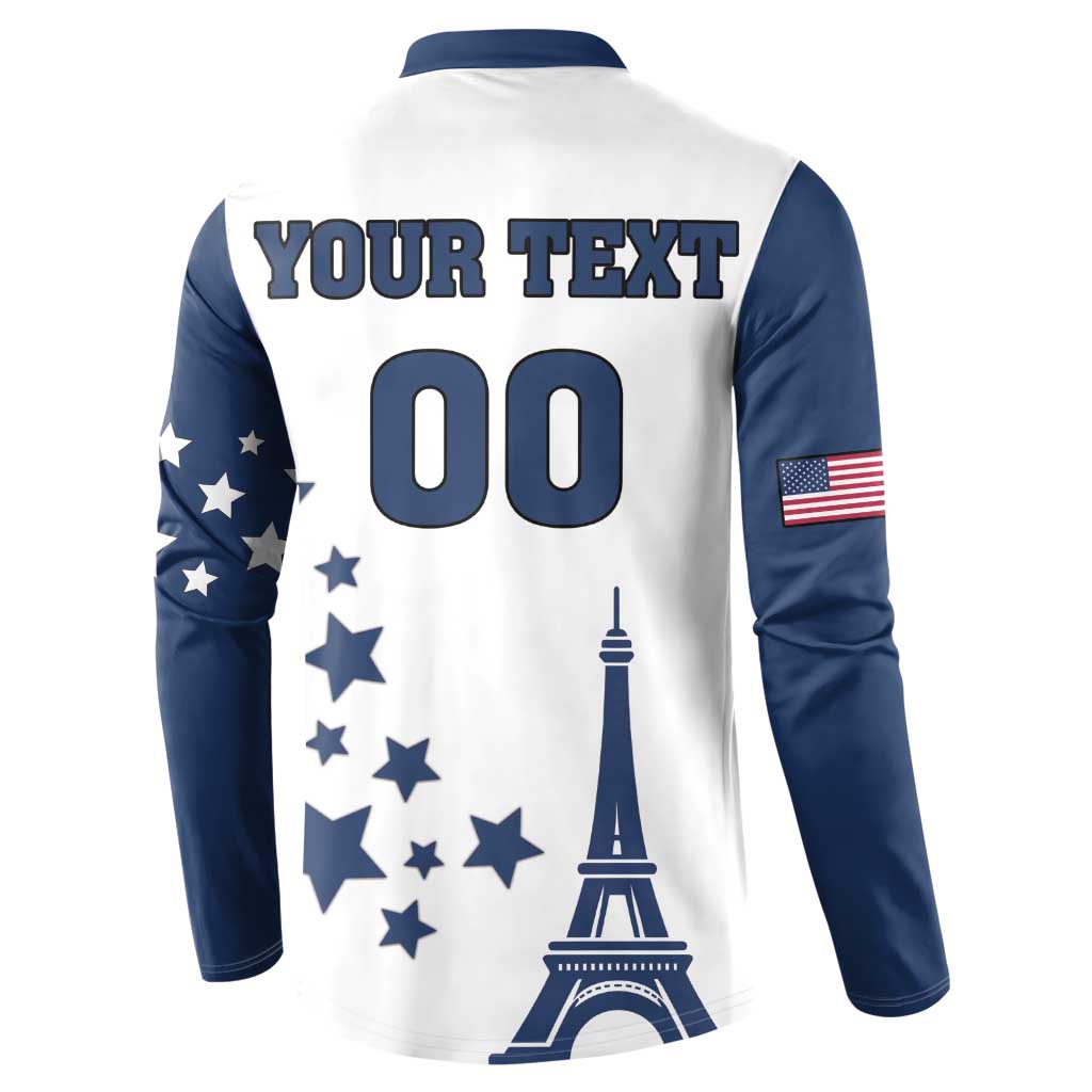 Custom USA Summer Sport 2024 Button Sweatshirt Eiffel Tower 2024 - Wonder Print Shop