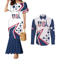 Custom USA Summer Sport 2024 Couples Matching Mermaid Dress and Long Sleeve Button Shirt Eiffel Tower 2024