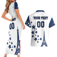 Custom USA Summer Sport 2024 Couples Matching Short Sleeve Bodycon Dress and Hawaiian Shirt Eiffel Tower 2024 - Wonder Print Shop