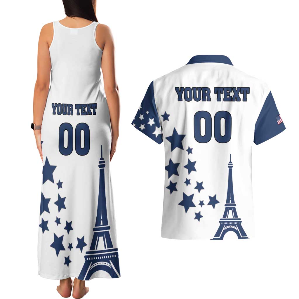 Custom USA Summer Sport 2024 Couples Matching Tank Maxi Dress and Hawaiian Shirt Eiffel Tower 2024 - Wonder Print Shop