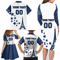 Custom USA Summer Sport 2024 Family Matching Long Sleeve Bodycon Dress and Hawaiian Shirt Eiffel Tower 2024 - Wonder Print Shop