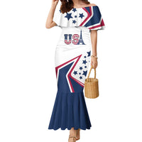 Custom USA Summer Sport 2024 Family Matching Mermaid Dress and Hawaiian Shirt Eiffel Tower 2024 - Wonder Print Shop