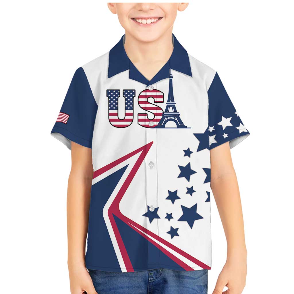 Custom USA Summer Sport 2024 Family Matching Mermaid Dress and Hawaiian Shirt Eiffel Tower 2024 - Wonder Print Shop