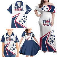 Custom USA Summer Sport 2024 Family Matching Off Shoulder Maxi Dress and Hawaiian Shirt Eiffel Tower 2024 - Wonder Print Shop