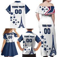 Custom USA Summer Sport 2024 Family Matching Off Shoulder Maxi Dress and Hawaiian Shirt Eiffel Tower 2024 - Wonder Print Shop