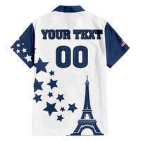 Custom USA Summer Sport 2024 Family Matching Off Shoulder Short Dress and Hawaiian Shirt Eiffel Tower 2024 - Wonder Print Shop