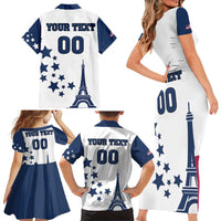 Custom USA Summer Sport 2024 Family Matching Short Sleeve Bodycon Dress and Hawaiian Shirt Eiffel Tower 2024 - Wonder Print Shop