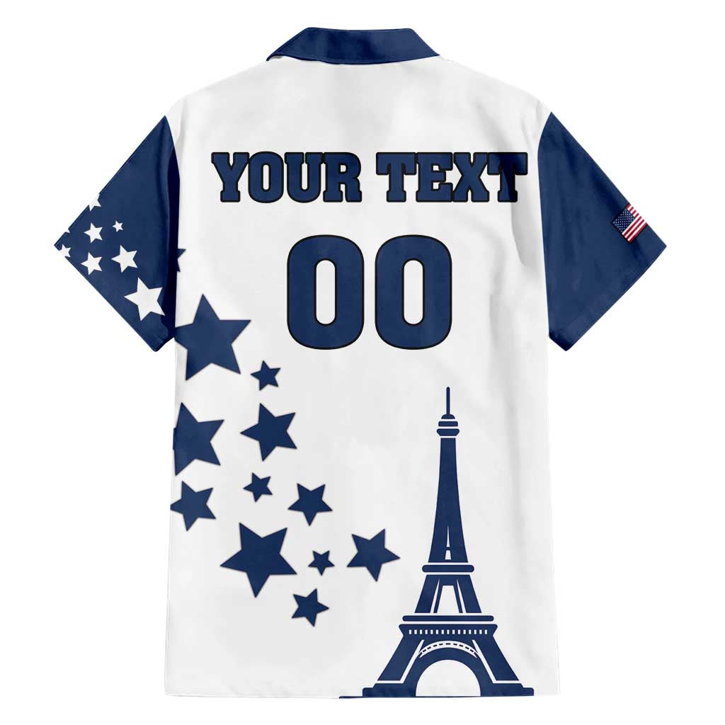 Custom USA Summer Sport 2024 Family Matching Short Sleeve Bodycon Dress and Hawaiian Shirt Eiffel Tower 2024 - Wonder Print Shop