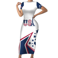 Custom USA Summer Sport 2024 Family Matching Short Sleeve Bodycon Dress and Hawaiian Shirt Eiffel Tower 2024 - Wonder Print Shop