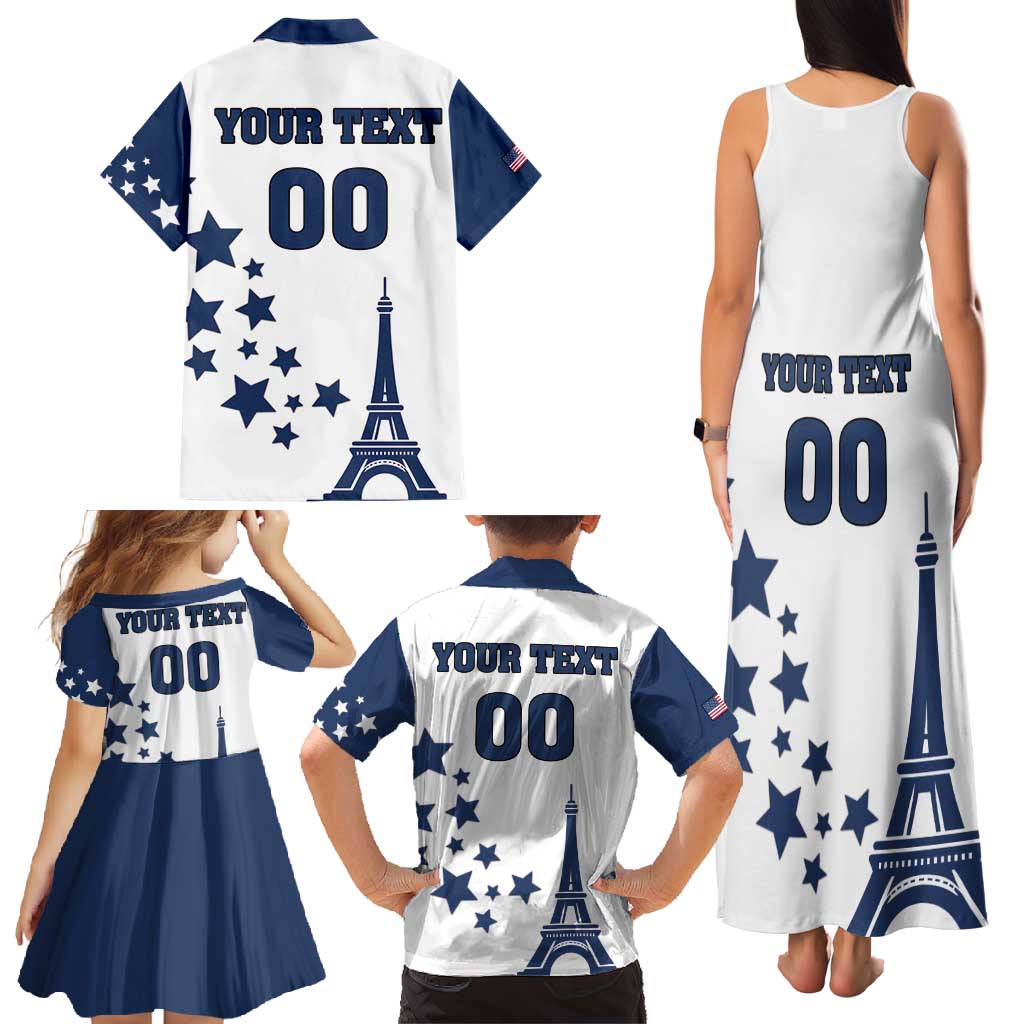 Custom USA Summer Sport 2024 Family Matching Tank Maxi Dress and Hawaiian Shirt Eiffel Tower 2024 - Wonder Print Shop