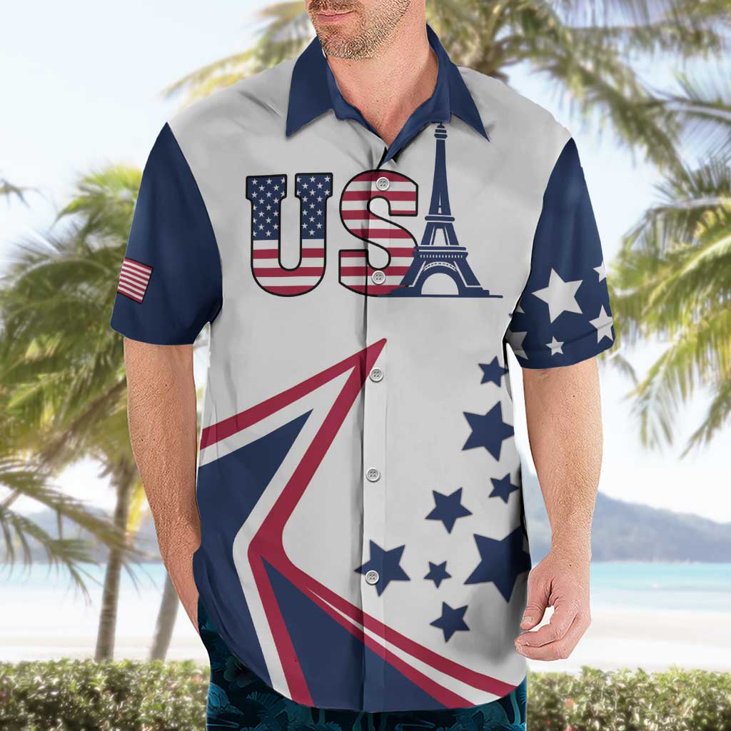 Custom USA Summer Sport 2024 Hawaiian Shirt Eiffel Tower 2024 - Wonder Print Shop