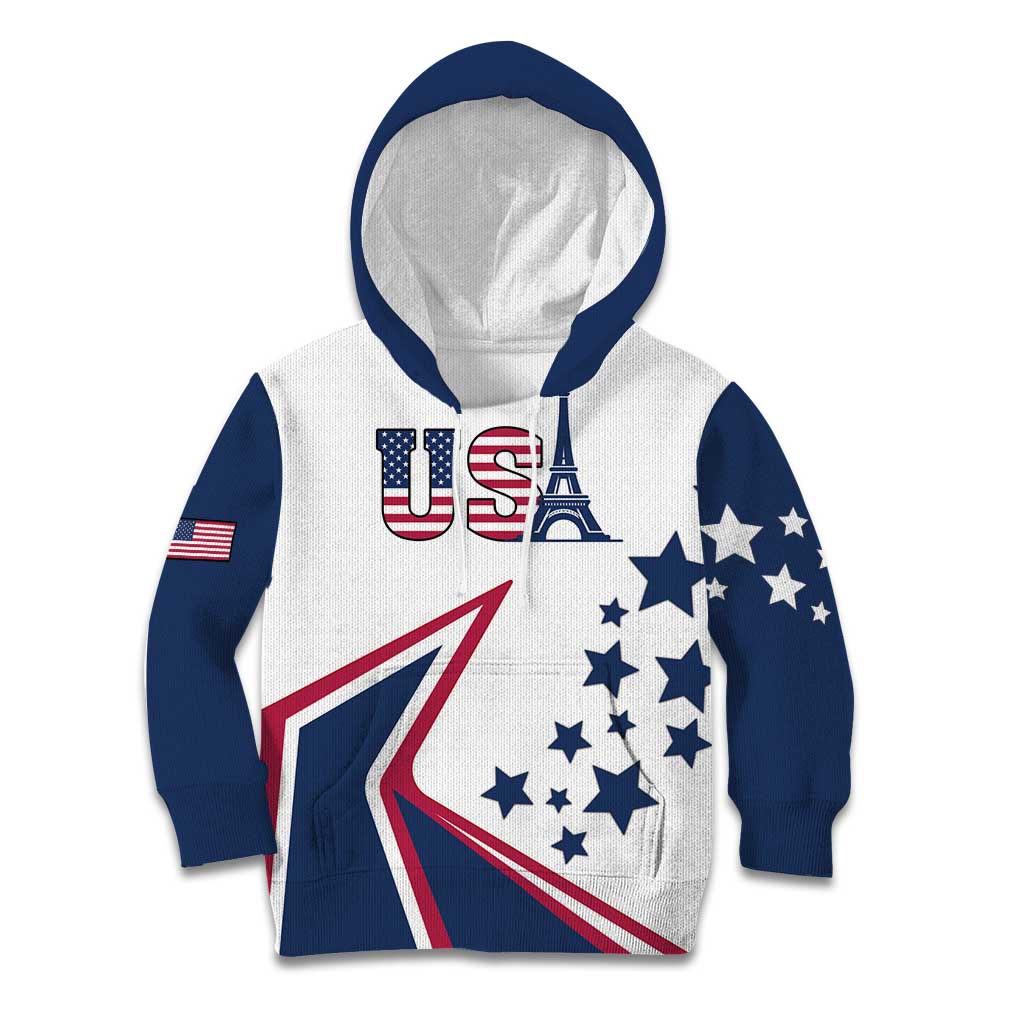 Custom USA Summer Sport 2024 Kid Hoodie Eiffel Tower 2024 - Wonder Print Shop