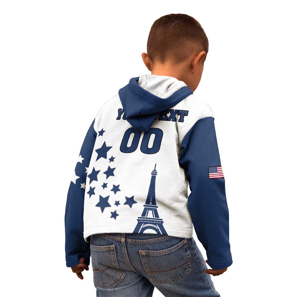 Custom USA Summer Sport 2024 Kid Hoodie Eiffel Tower 2024 - Wonder Print Shop