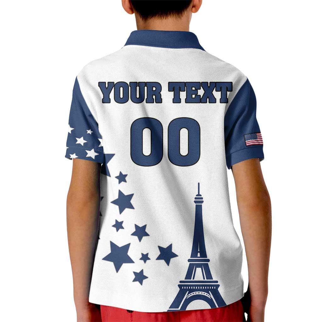 Custom USA Summer Sport 2024 Kid Polo Shirt Eiffel Tower 2024 - Wonder Print Shop