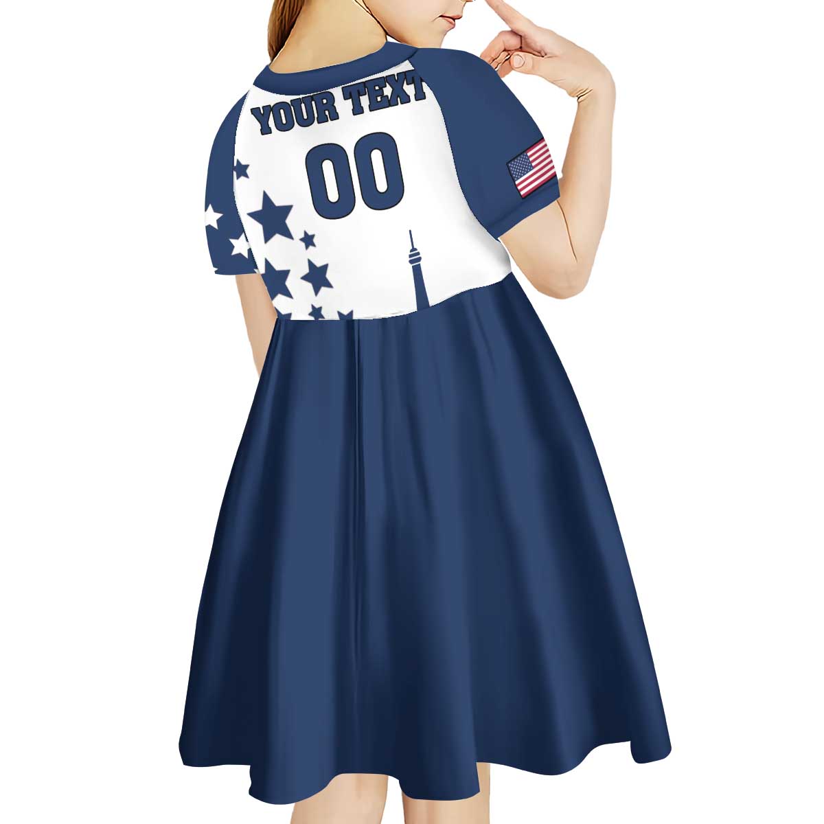 Custom USA Summer Sport 2024 Kid Short Sleeve Dress Eiffel Tower 2024 - Wonder Print Shop