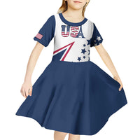 Custom USA Summer Sport 2024 Kid Short Sleeve Dress Eiffel Tower 2024 - Wonder Print Shop
