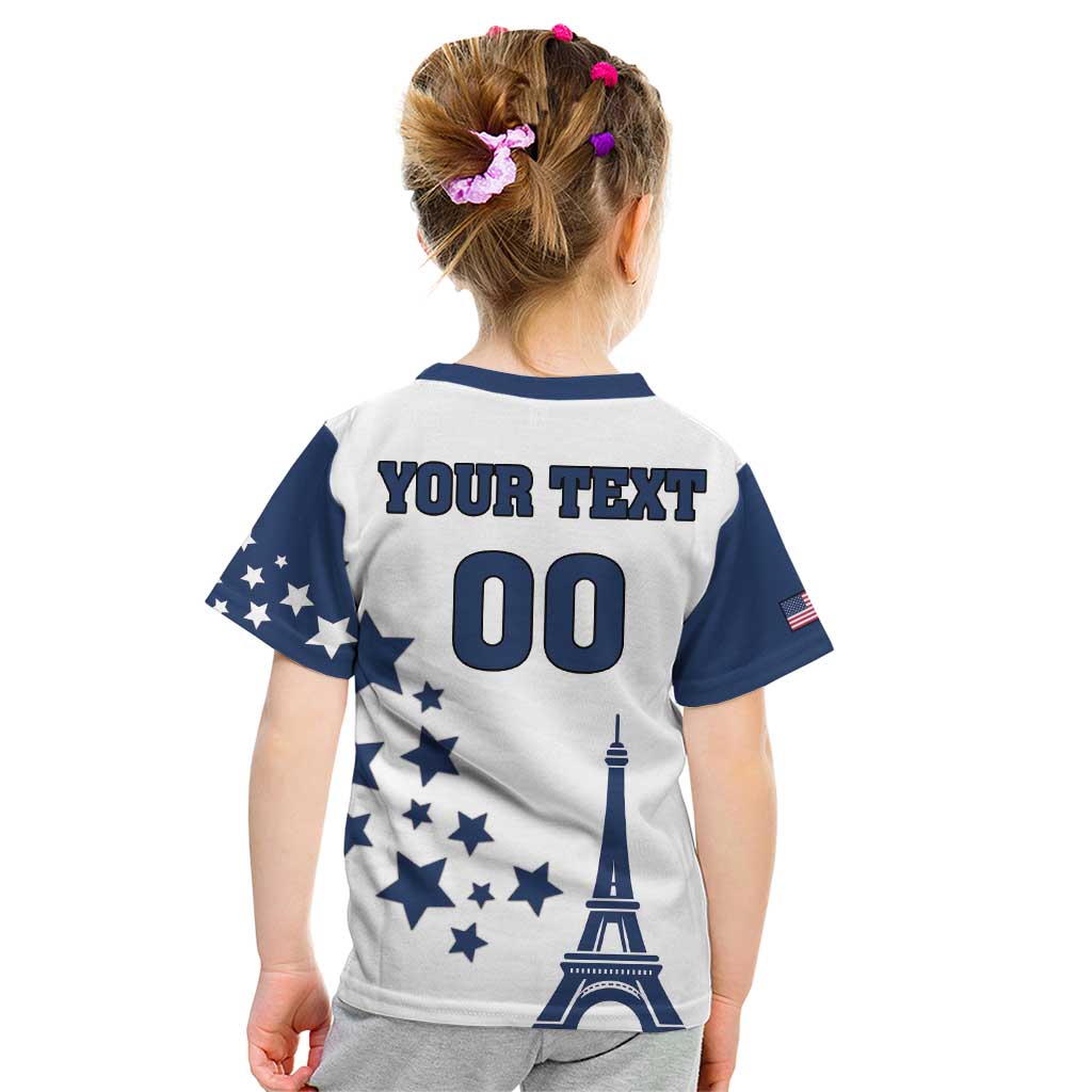 Custom USA Summer Sport 2024 Kid T Shirt Eiffel Tower 2024 - Wonder Print Shop
